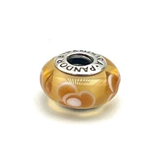 Pandora Sterling Silver Yellow Floral Murano Bead Charm